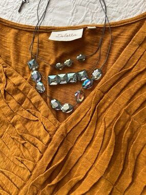 Multi-Strand Crystal Statement Necklace in Iridescent Blue